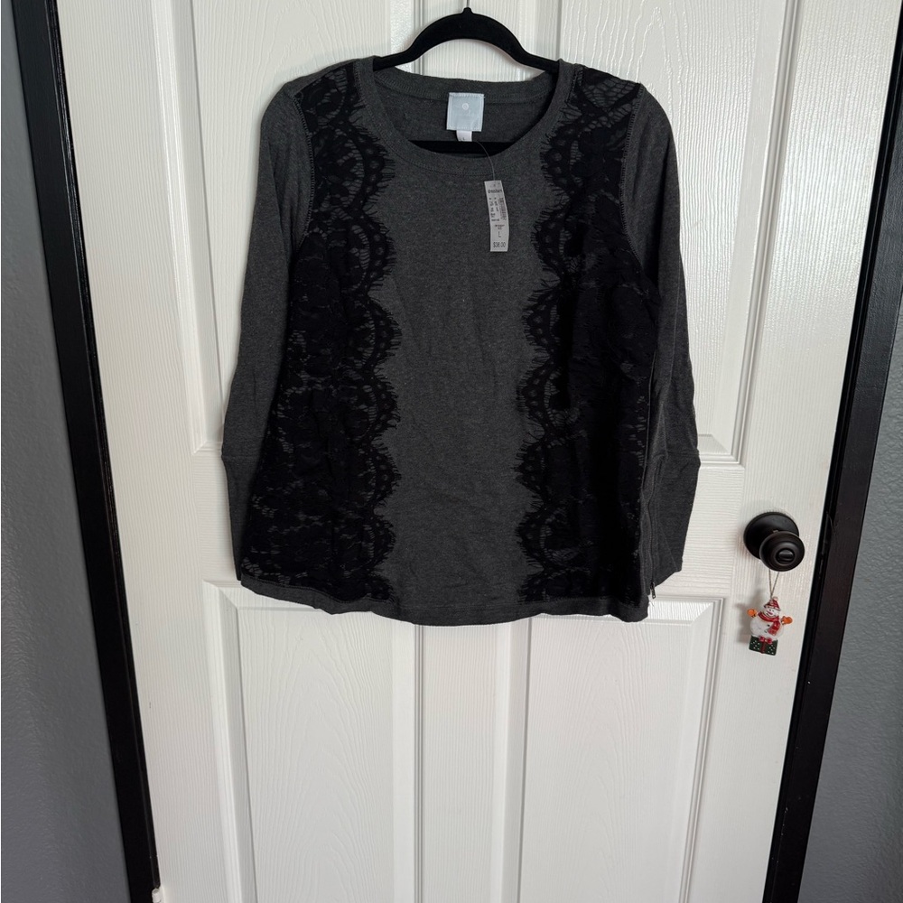 Dress Barn Top with Lace accents on the front,